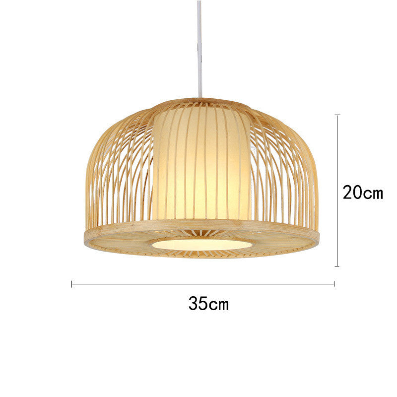 Chinese Style Bamboo Chandelier – Creative Round Pendant Light for Lobby Atmosphere Decor