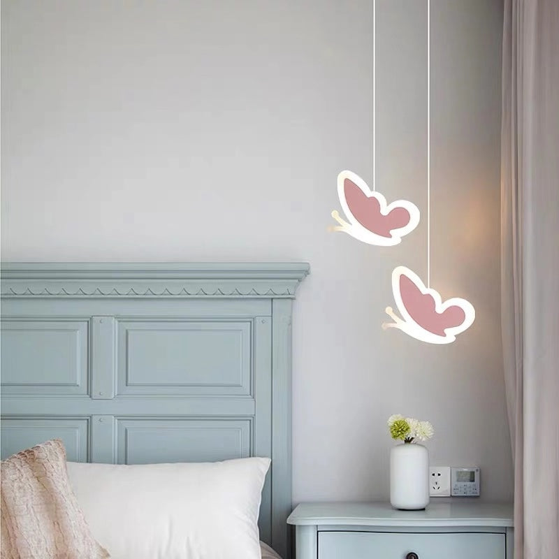 Heart-Shaped Butterfly Flower Chandelier – Children's Bedroom Ceiling Lamp