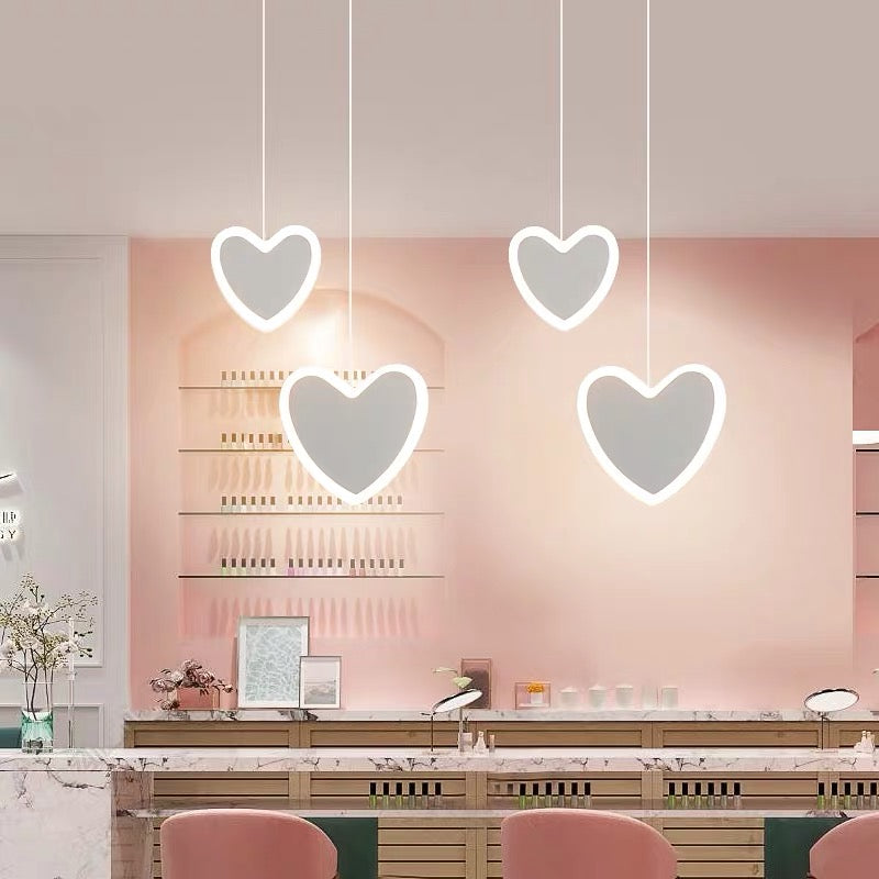 Heart-Shaped Butterfly Flower Chandelier – Children's Bedroom Ceiling Lamp