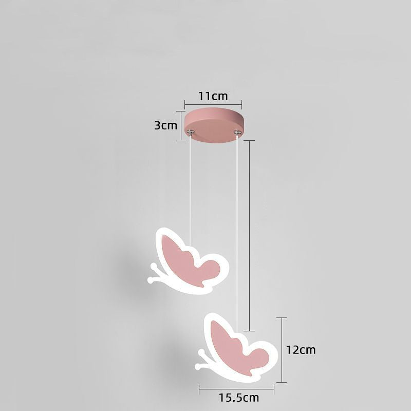 Heart-Shaped Butterfly Flower Chandelier – Children's Bedroom Ceiling Lamp