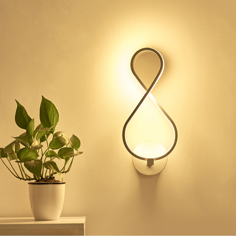 LED Musical Note Wall Lamp Creative Background Wall Light Bedroom Living Room Decorative Sconce
