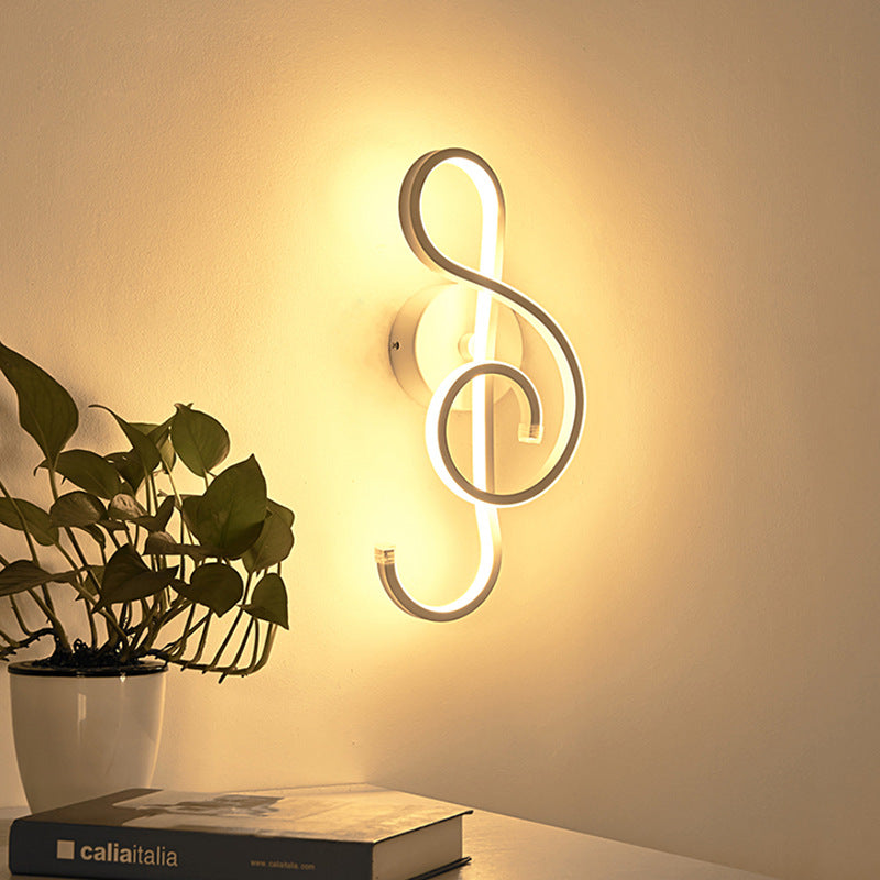 LED Musical Note Wall Lamp Creative Background Wall Light Bedroom Living Room Decorative Sconce