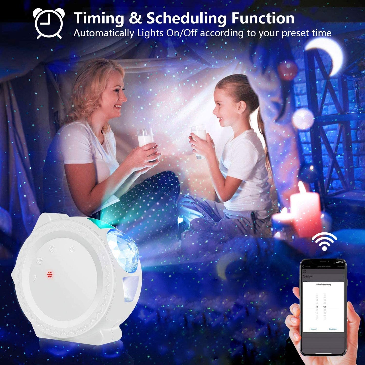 Starry Sky LED Night Light – Cute Moon Bedroom Bedside Sleeping Lamp