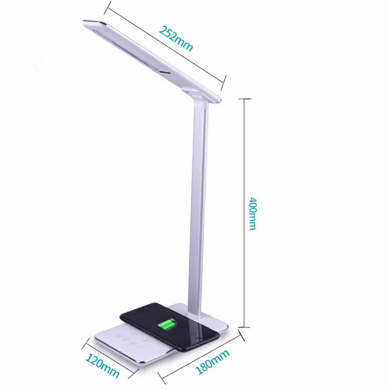 Wireless Charging LED Desk Lamp Eye Protection Foldable Bedside Lamp for Huawei Apple Phones