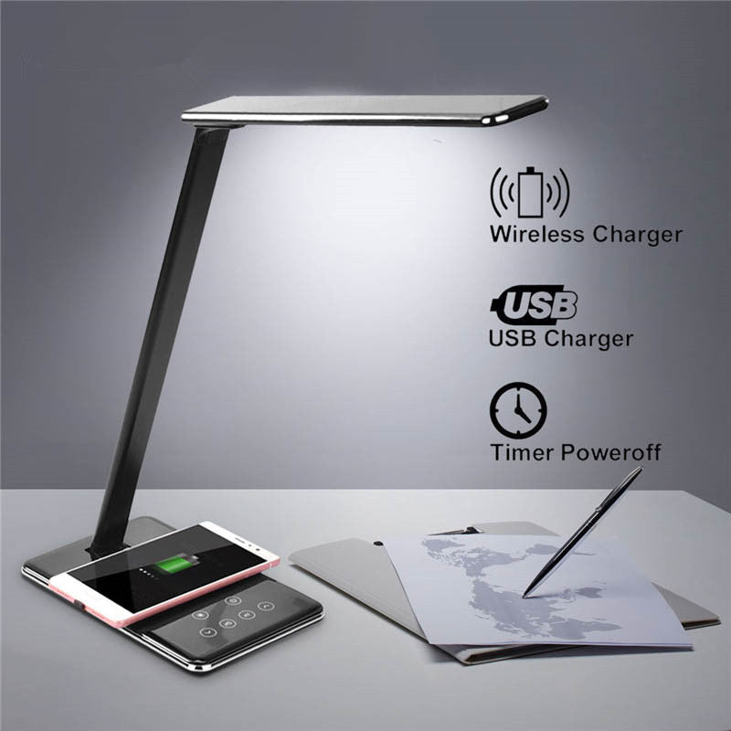 Wireless Charging LED Desk Lamp Eye Protection Foldable Bedside Lamp for Huawei Apple Phones