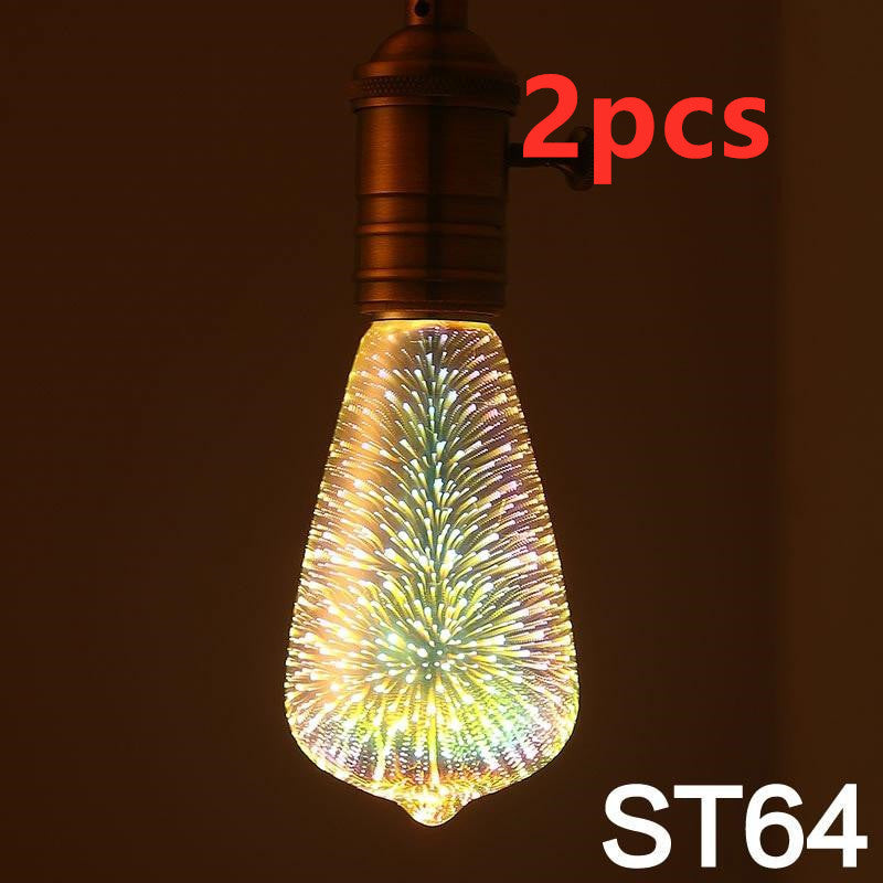 3D Firework LED Light Bulb – ST64/G95/G80/G125/A60 Decorative Holiday & Christmas Lamp, 110-220V