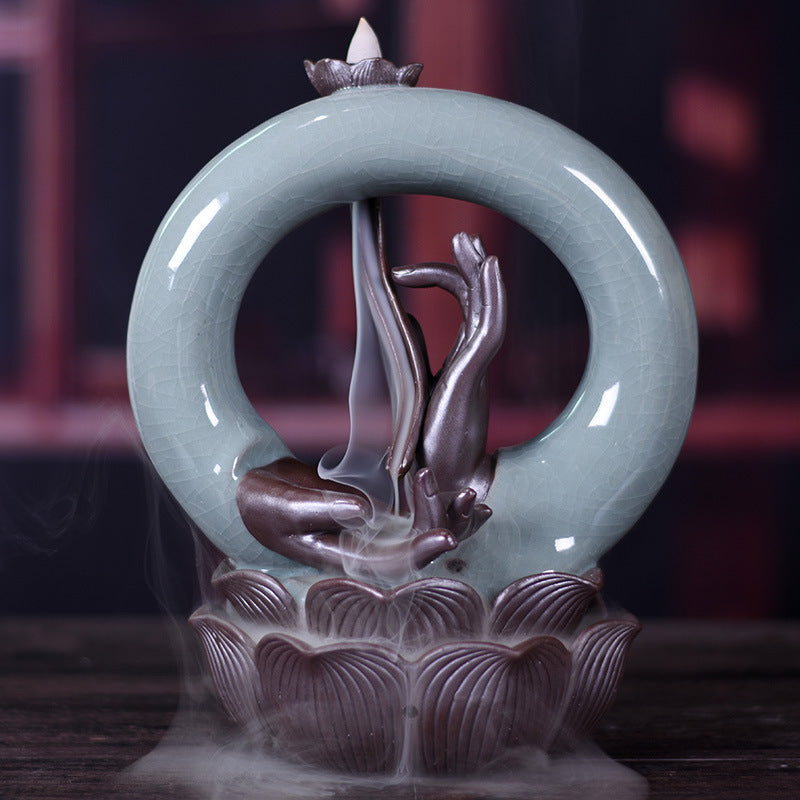 Ceramic Incense Burner Aroma Diffuser Buddhist Supplies Indoor Home Decorative Crafts Ornament