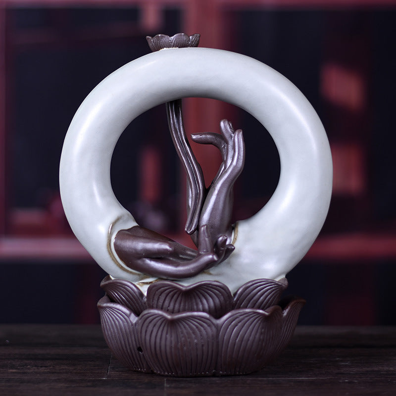 Ceramic Incense Burner Aroma Diffuser Buddhist Supplies Indoor Home Decorative Crafts Ornament