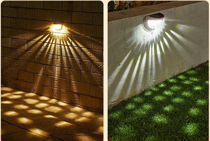LED Solar Outdoor Garden Stair Light Shadow Wall Lamp Waterproof Solar Decorative Light for Yard Pathway and Courtyard