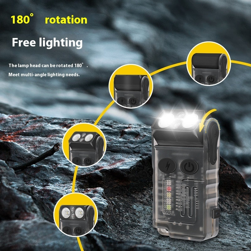 V20 Multi Function 180 Degree Adjustable Personal Alarm Flashlight with Buzzer Portable Light Long Endurance for Outdoor Safety