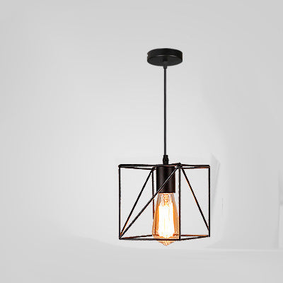Retro Industrial Wrought Iron Chandelier Creative Small Iron Cage Pendant Light for Home Decor