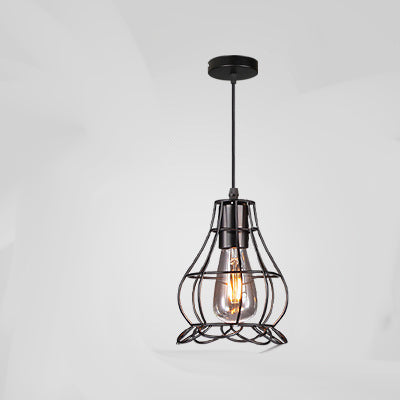 Retro Industrial Wrought Iron Chandelier Creative Small Iron Cage Pendant Light for Home Decor