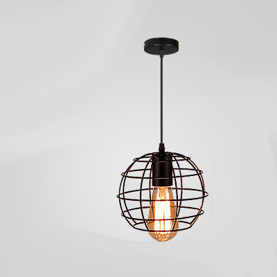 Retro Industrial Wrought Iron Chandelier Creative Small Iron Cage Pendant Light for Home Decor