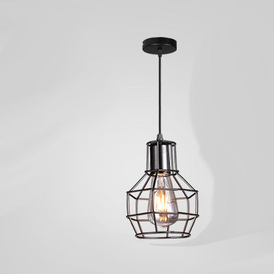Retro Industrial Wrought Iron Chandelier Creative Small Iron Cage Pendant Light for Home Decor