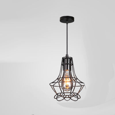 Retro Industrial Wrought Iron Chandelier Creative Small Iron Cage Pendant Light for Home Decor