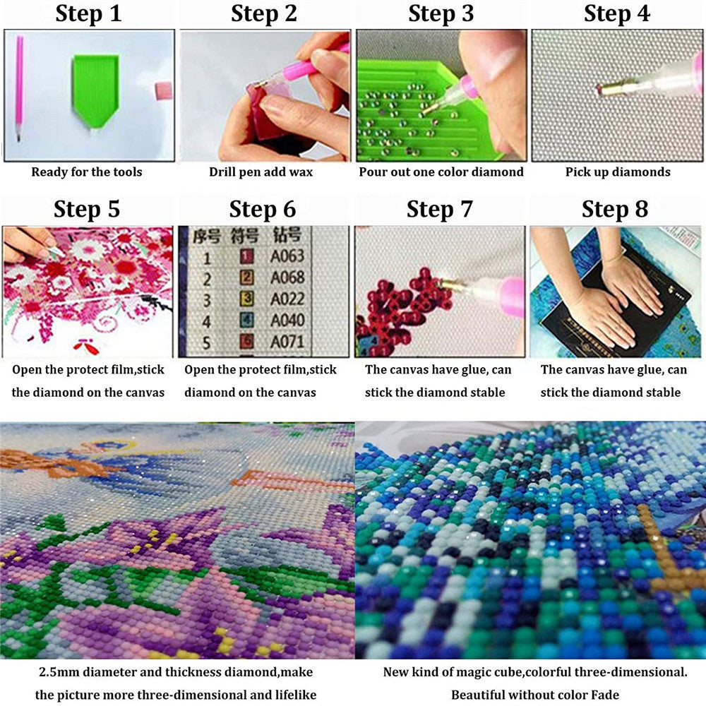 5D Diamond Painting DIY Cross Stitch Embroidery Full Drill Crystal Art Kit Wall Decor