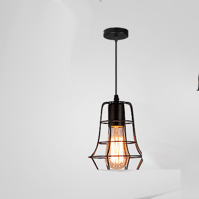 Retro Industrial Wrought Iron Chandelier Creative Small Iron Cage Pendant Light for Home Decor