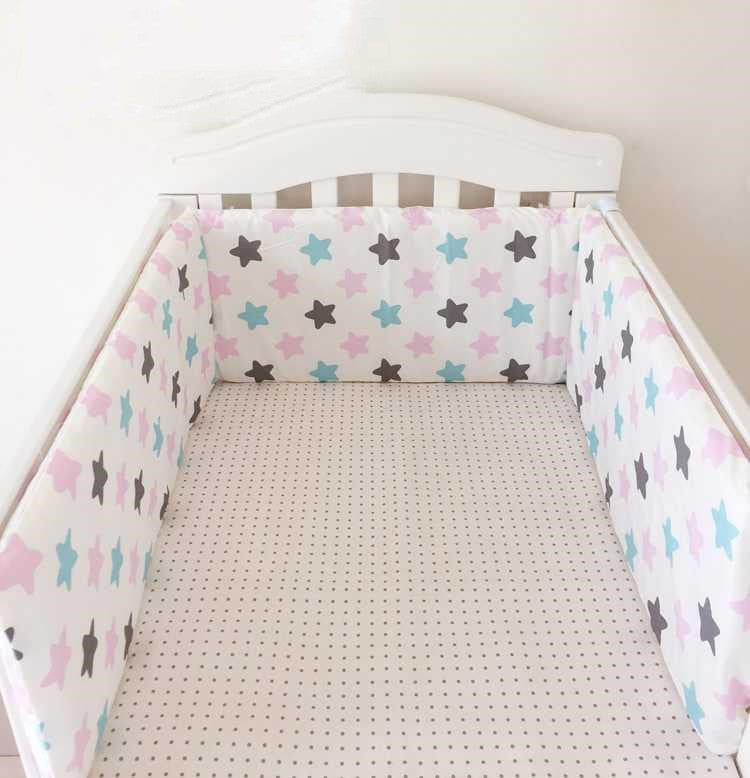 Children’s Baby Bed Set – Pure Cotton Removable & Washable Bedding with Anti-Collision Guardrail & Bed Curtain
