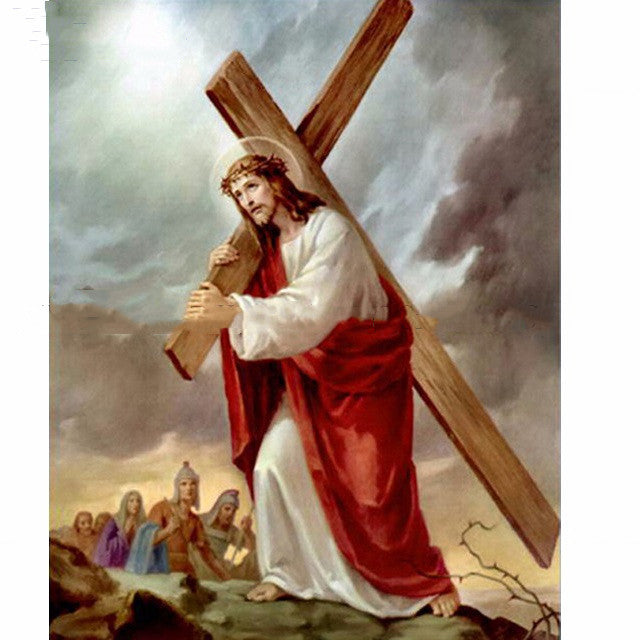 DIY Jesus Cross Diamond Painting 5D Full Drill Religious Cross Stitch Wall Art Decor Kit