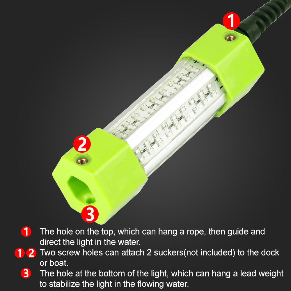 12V 100W Underwater Fish Lure Light Yellow Green Fishing Light for Night Fishing Squid Raft Fishing