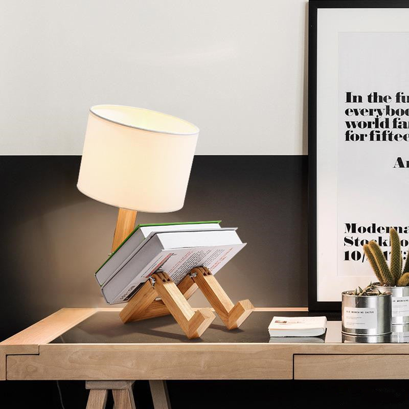 Creative Nordic Wooden Desk Lamp for Bedroom | Modern LED Bedside Light & Gift