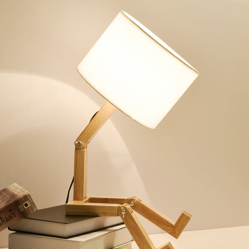 Creative Nordic Wooden Desk Lamp for Bedroom | Modern LED Bedside Light & Gift