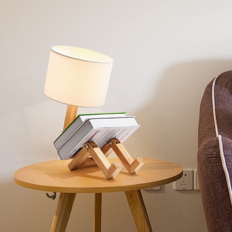 Creative Nordic Wooden Desk Lamp for Bedroom | Modern LED Bedside Light & Gift