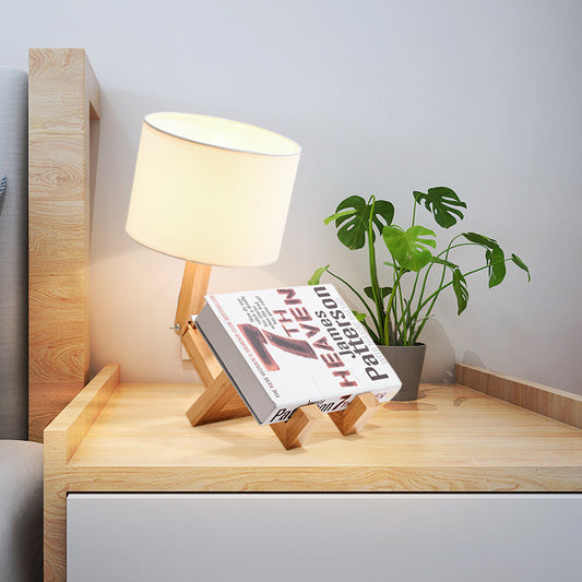 Creative Nordic Wooden Desk Lamp for Bedroom | Modern LED Bedside Light & Gift