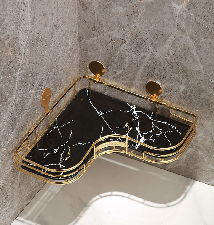 Punch-Free Bathroom Triangle Corner Shelf – Wall-Mounted Vanity & Toilet Storage Rack Organizer