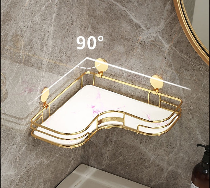 Punch-Free Bathroom Triangle Corner Shelf – Wall-Mounted Vanity & Toilet Storage Rack Organizer