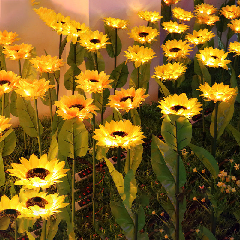 LED Solar Sunflower Garden Lights Decorative Outdoor Solar Lamp Waterproof Landscape Pathway Light