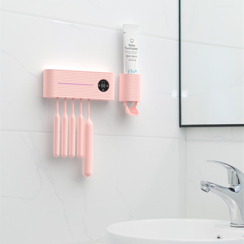 Automatic Wall Mounted Toothbrush Disinfection Box Air Drying Storage Sterilizer for Bathroom Hygiene and Oral Care