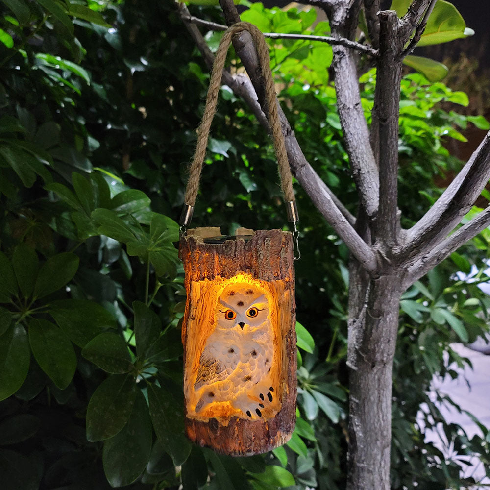Resin Solar Stump Owl Lawn Light LED Outdoor Garden Night Light Decorative Solar Lamp for Yard Patio Decor