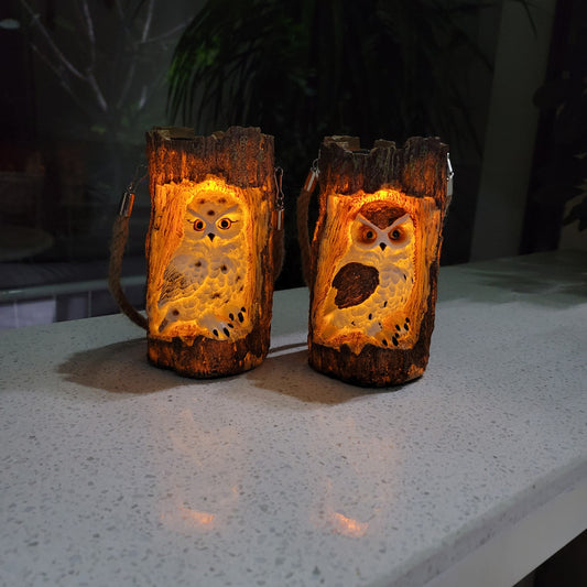 Resin Solar Stump Owl Lawn Light LED Outdoor Garden Night Light Decorative Solar Lamp for Yard Patio Decor