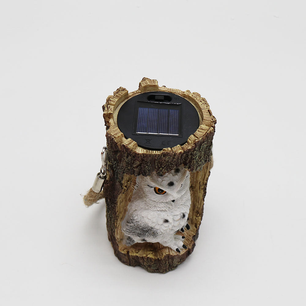 Resin Solar Stump Owl Lawn Light LED Outdoor Garden Night Light Decorative Solar Lamp for Yard Patio Decor