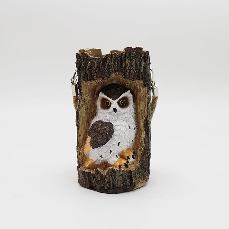 Resin Solar Stump Owl Lawn Light LED Outdoor Garden Night Light Decorative Solar Lamp for Yard Patio Decor