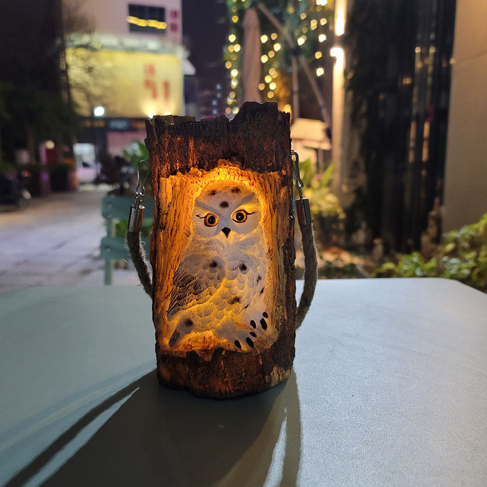 Resin Solar Stump Owl Lawn Light LED Outdoor Garden Night Light Decorative Solar Lamp for Yard Patio Decor