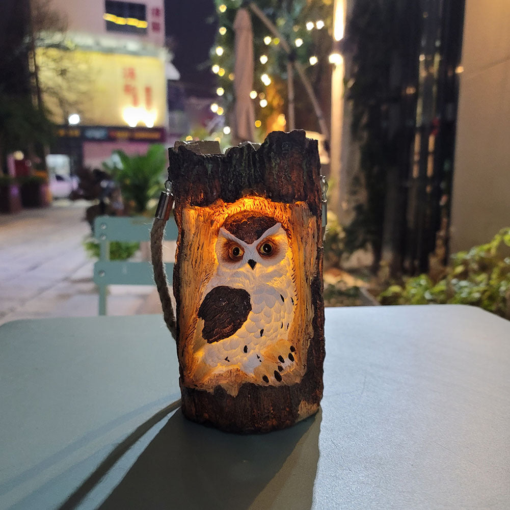 Resin Solar Stump Owl Lawn Light LED Outdoor Garden Night Light Decorative Solar Lamp for Yard Patio Decor