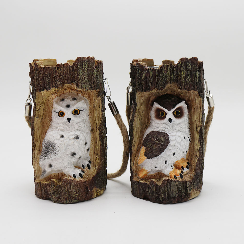Resin Solar Stump Owl Lawn Light LED Outdoor Garden Night Light Decorative Solar Lamp for Yard Patio Decor