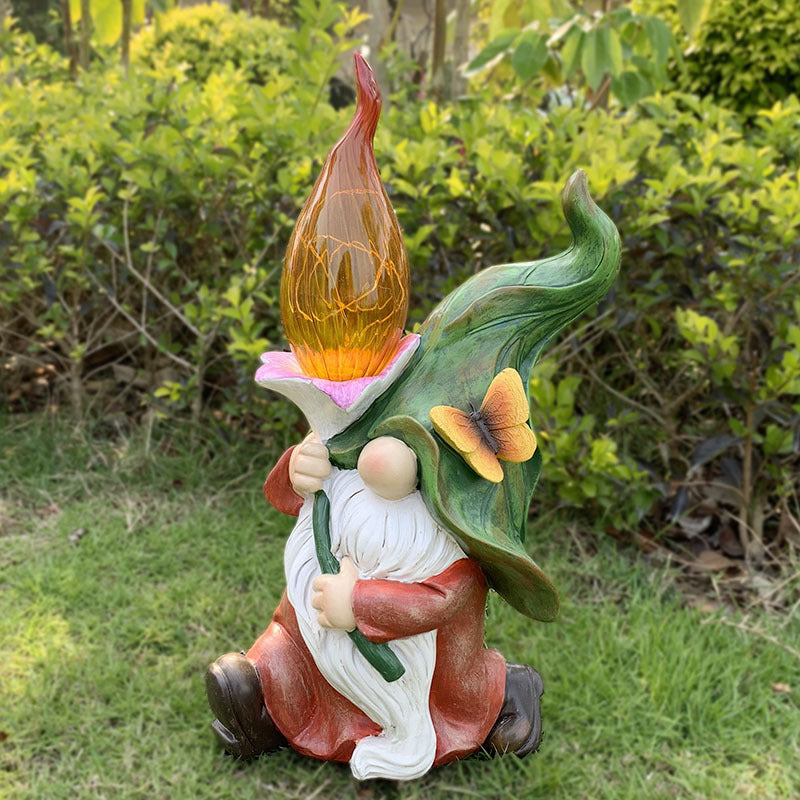 Solar Elf Statue Outdoor Garden Light American Style Luminous Decorative Yard Sculpture Lamp