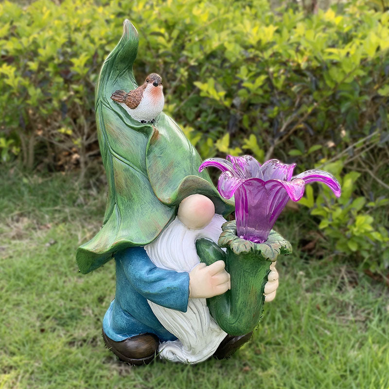 Solar Elf Statue Outdoor Garden Light American Style Luminous Decorative Yard Sculpture Lamp