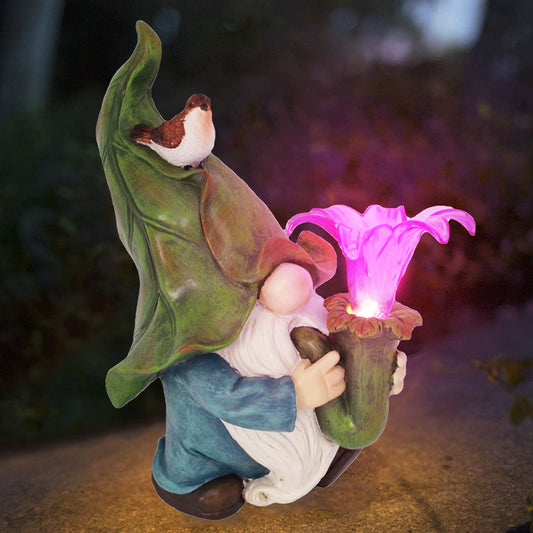 Solar Elf Statue Outdoor Garden Light American Style Luminous Decorative Yard Sculpture Lamp