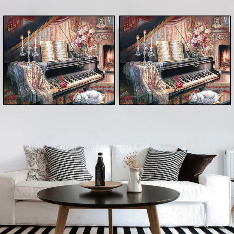 Piano Diamond Painting Picture Cross Stitch 5D DIY Full Drill Music Wall Art Decor Kit
