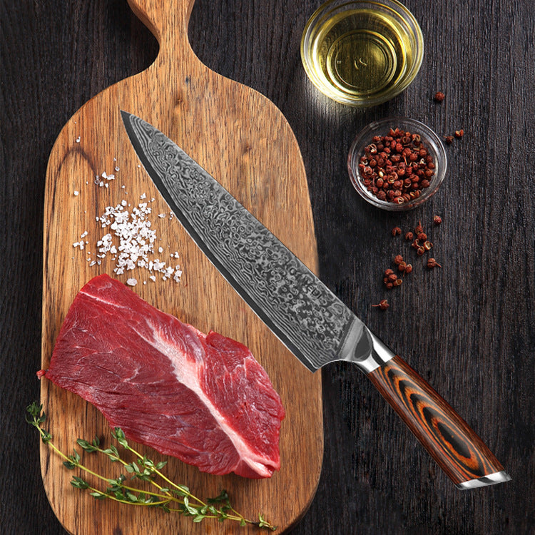 Damascus 8 Inch Chef Knife Sushi Knife Handmade Kitchen Knife for Precision Cutting and Professional Cooking