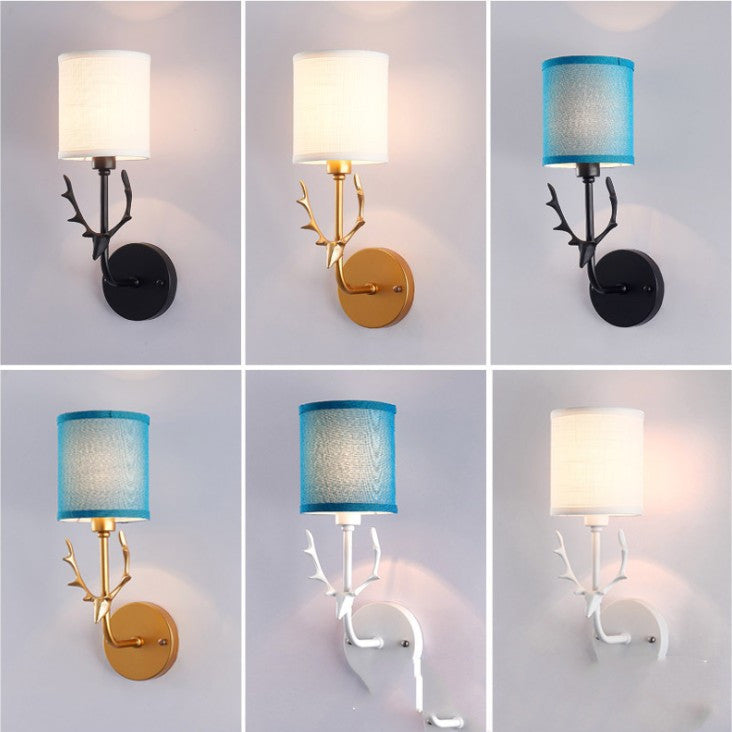 Wrought Iron Antlers Wall Lamp Modern Bedroom Bedside Aisle Living Room Hotel Wall Sconce Light