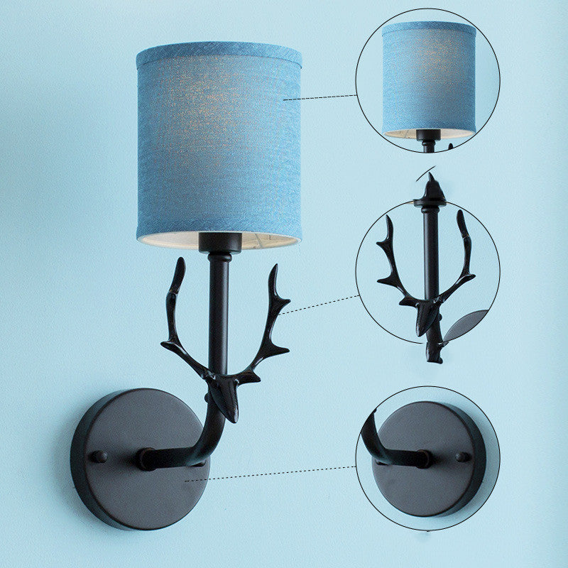 Wrought Iron Antlers Wall Lamp Modern Bedroom Bedside Aisle Living Room Hotel Wall Sconce Light