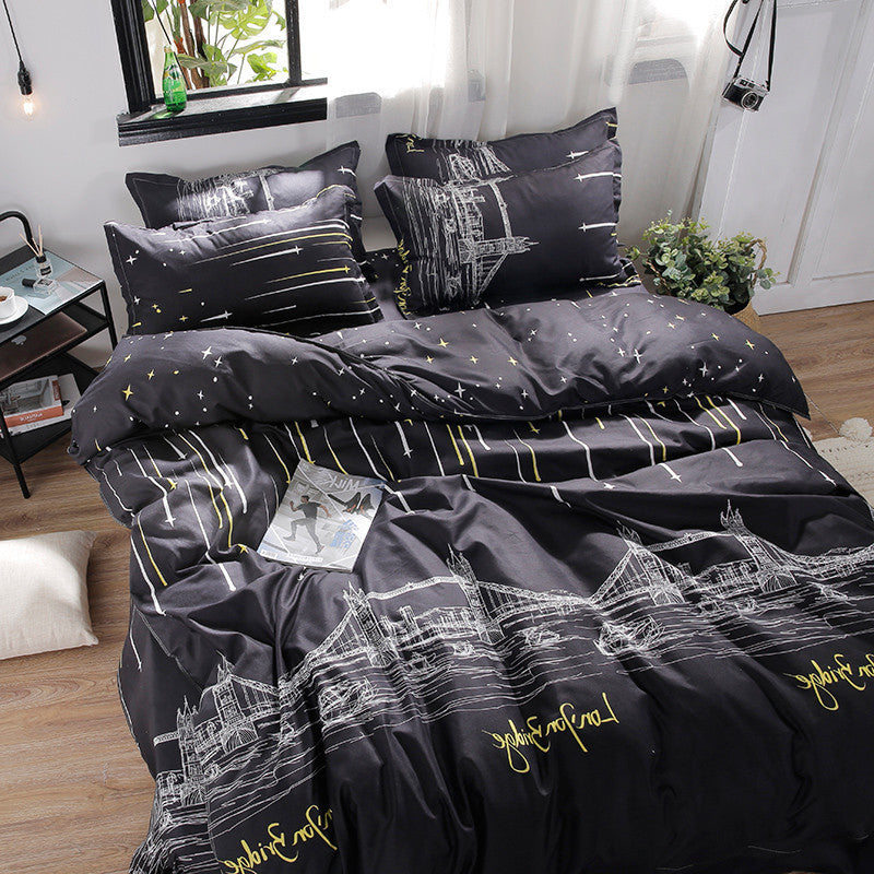 Four Piece Cotton Quilt Core Bedding Set for Spring and Autumn Warm Soft Home Comfort Set