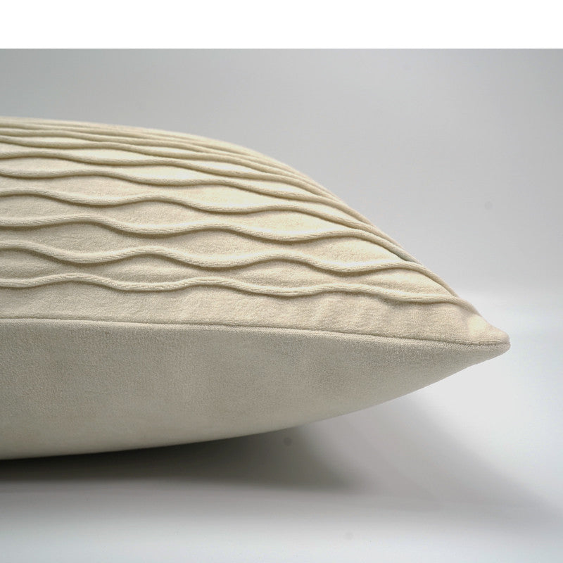 Beige Wave Pattern Pillow Nordic Modern Minimalist Waist Cushion for Sofa Home Office Decor