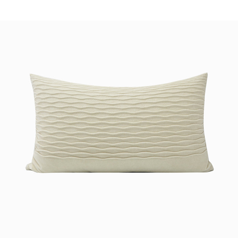 Beige Wave Pattern Pillow Nordic Modern Minimalist Waist Cushion for Sofa Home Office Decor