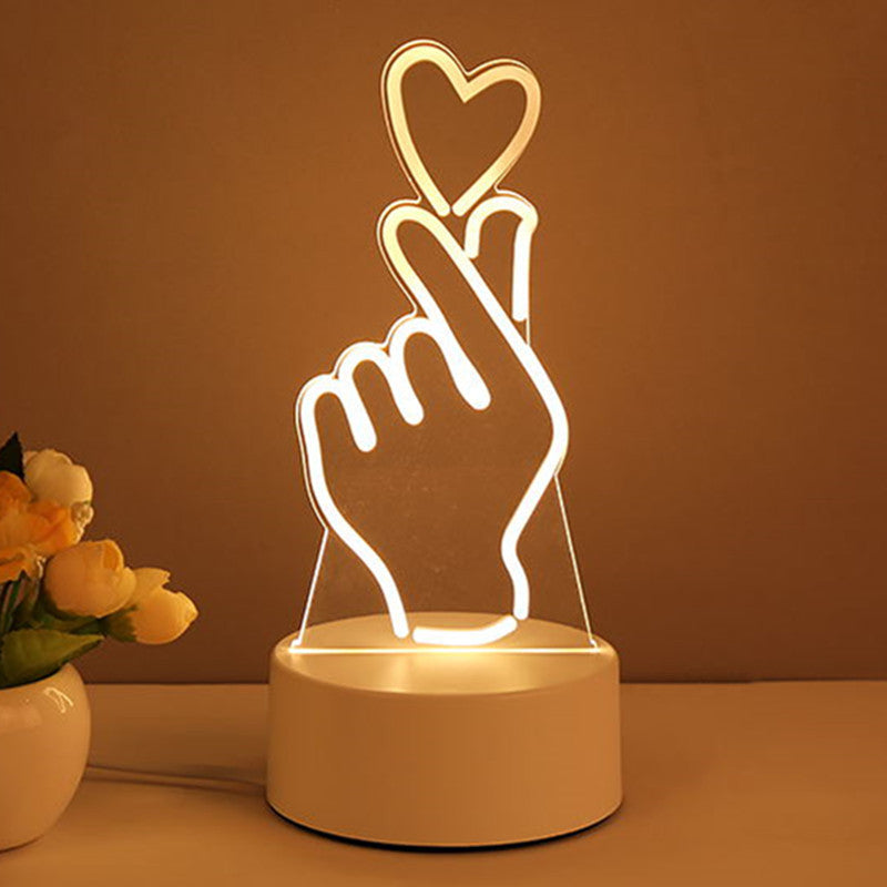3D Acrylic LED Neon Sign Lamp USB Night Light Christmas Home Room Decoration Valentine Gift Table Lamp